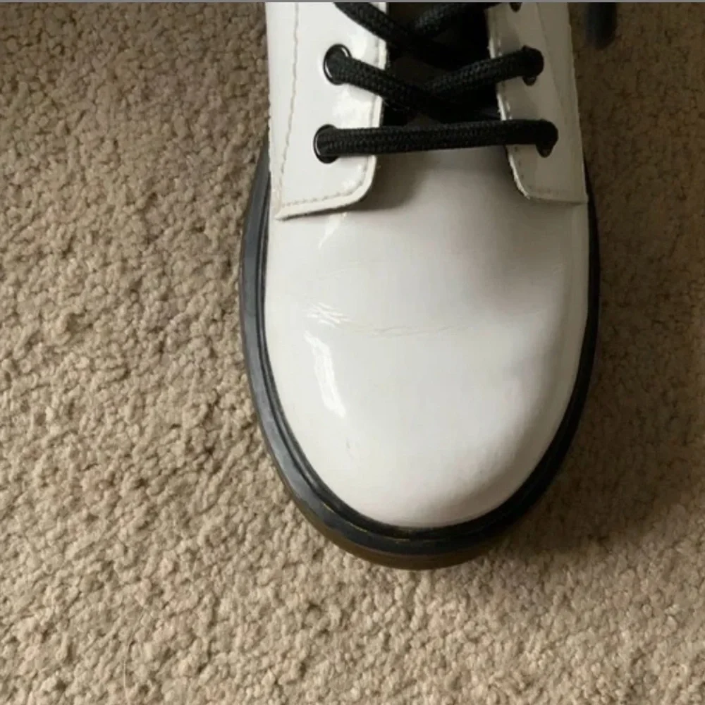 Dr. Martens White Combat Boots with Black Laces Kids Sz 3